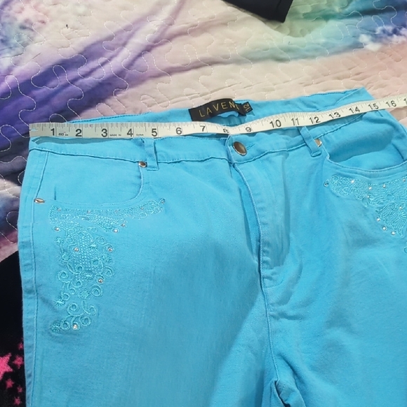 Lavena “Dustworth” Embroidered Capri Pants – Turquoise Size 12 - Picture 14 of 16